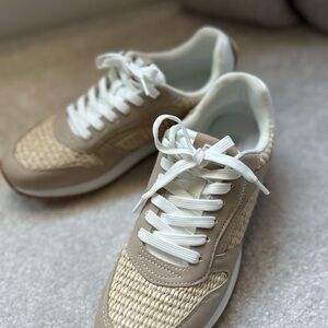 NEW STEVE MADDEN KINKADE RAFFIA/LEATHER TIE SNEAKERS SIZE 8